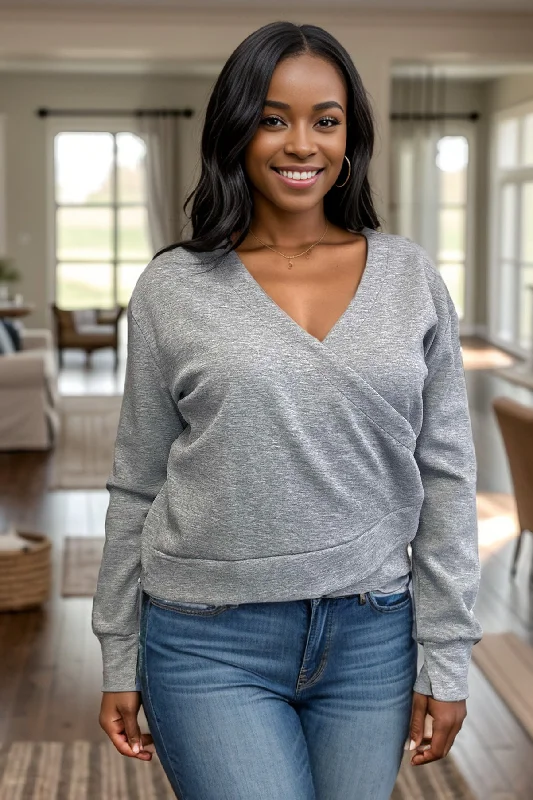 Ashed Beauty - Pullover Surplice Neck Pullover