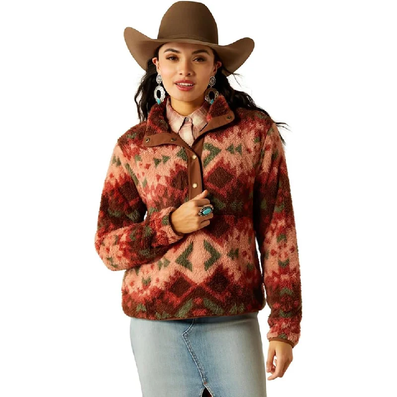 Ariat Women's Berber Snap Front Sweater Houndstooth Herringbone Solid