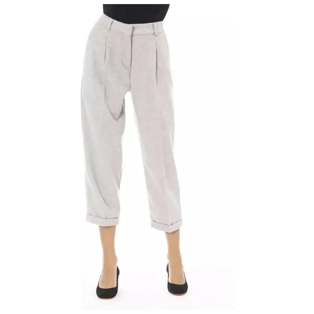 Alpha Studio Gray Wool Women Trouser Trousers Designer Luxury