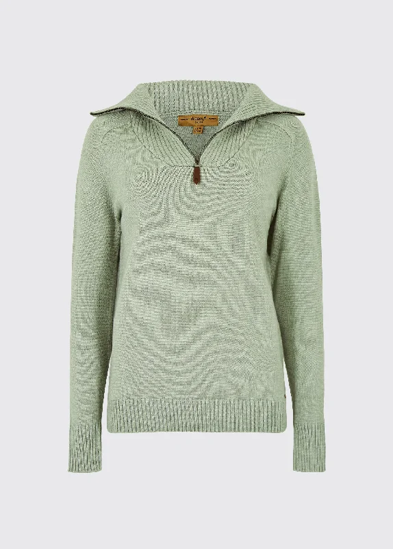 Rosmead Sweater - Sage Satin Blend Silk Blend Wool Blend