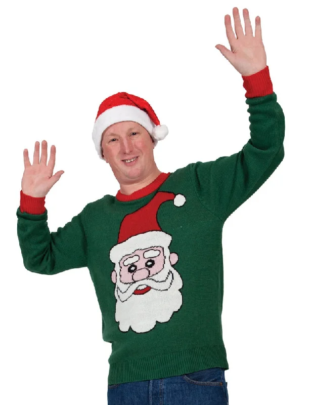 Green Crimbo Jumper Festive Holiday Sweater Knit Fabric Woven Fabric Fleece Fabric