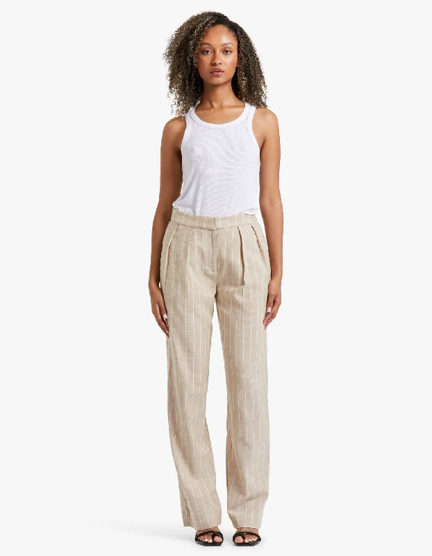 The Gabriel Trousers - Oat Stripe Trousers Trousers Formal