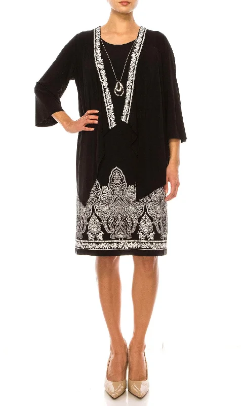 Sandra Darren 76041 - Front Jacket Print Short Dress Welt Pockets Slit Pockets Flap Pockets Sandra Darren 76041 - Front Jacket Print Short Dress Welt Pockets Slit Pockets Flap Pockets
