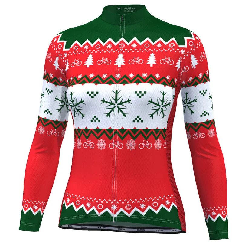 Women's Ugly Christmas Sweater Long Sleeve Cycling Jersey Oversized Loose Flowy