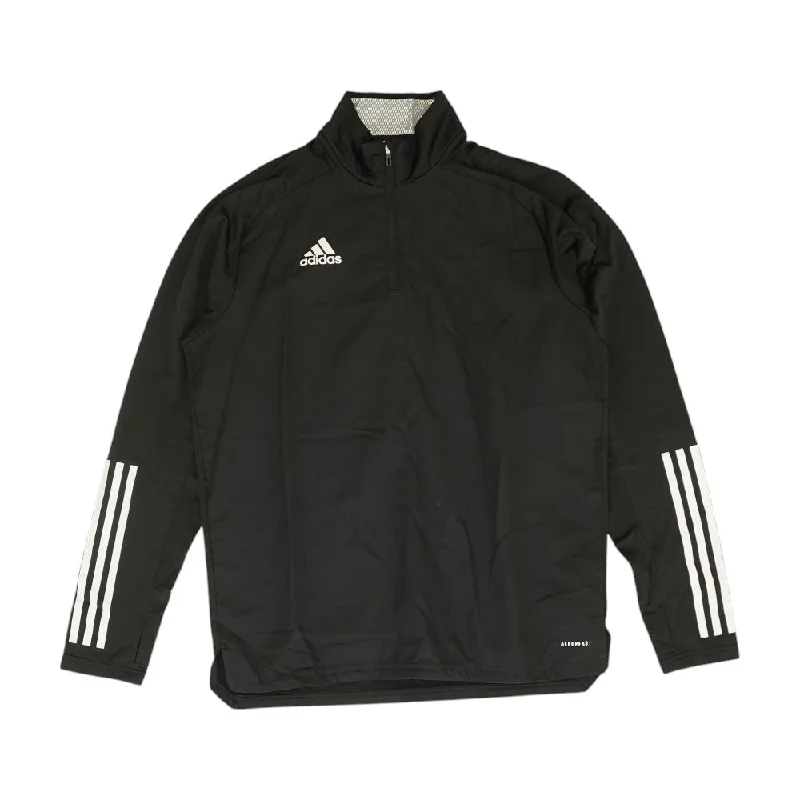 Black Solid 1/4 Zip Pullover Ribbed Crew Neck