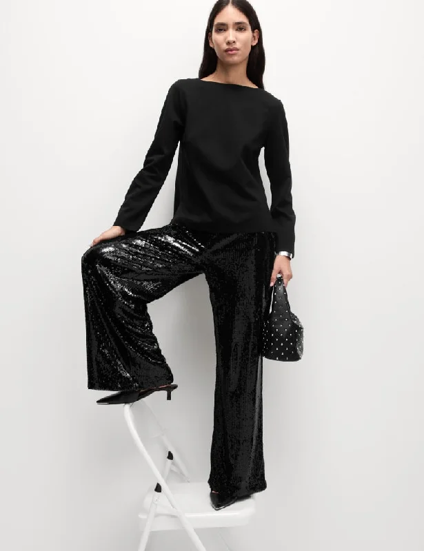 Sequin Wide Leg Trousers Trousers versatile functional