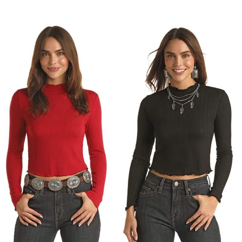 Panhandle Women's Ribbed Crop Top Fashionable Trendy Casual