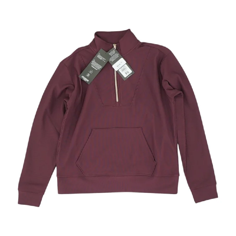 Burgundy Solid 1/4 Zip Pullover Peter Pan Collar