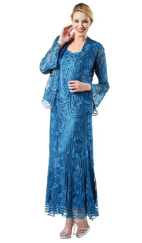 Soulmates - C1067 Fabulous Three Piece Set with Silk Jacket A-Line Jacket Boat Neck Shawl Collar Soulmates - C1067 Fabulous Three Piece Set with Silk Jacket A-Line Jacket Boat Neck Shawl Collar