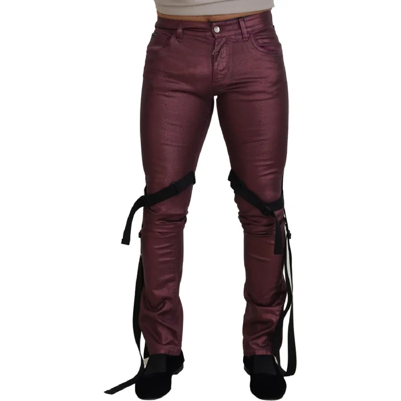 Dolce & Gabbana Elegant Magenta Cotton Trousers Trousers Hiking Durable
