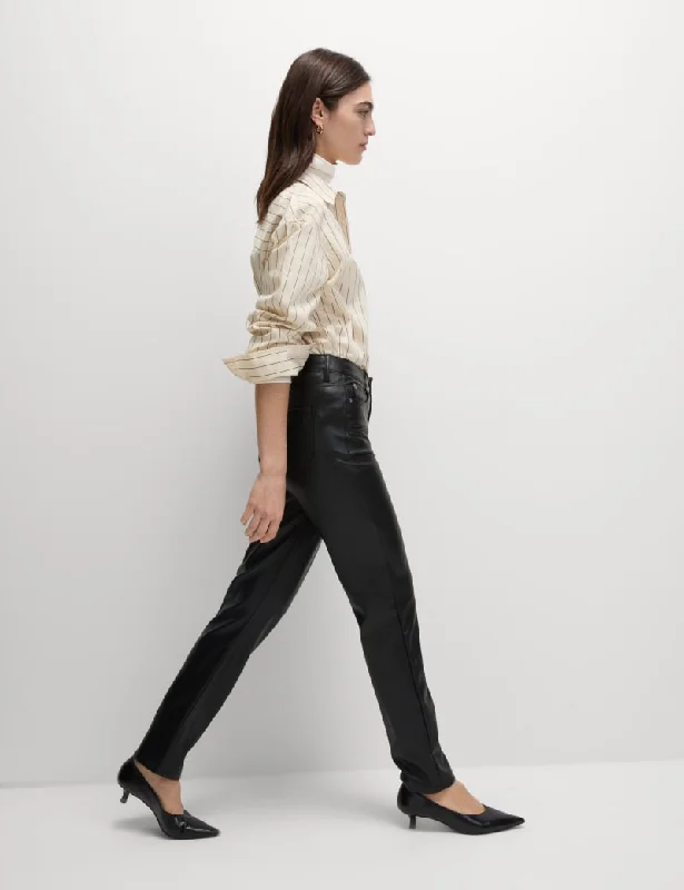 Faux Leather Straight Leg Trousers Trousers Mesh Breathable
