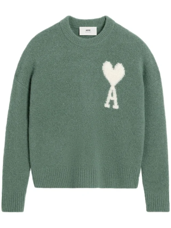 AMI PARIS AMI DE COEUR ALPACA SWEATER Mesh Fabric Canvas Fabric Denim Fabric