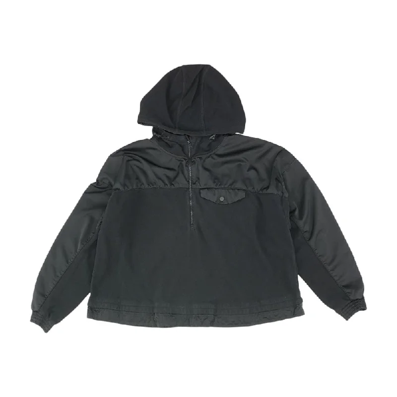 Black Solid 1/4 Zip Pullover Over Sleeve Pullover