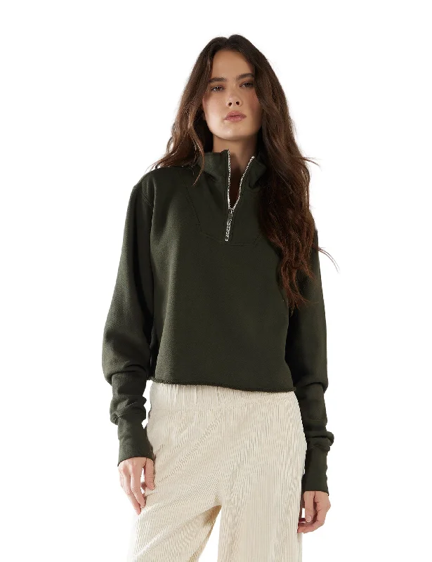 Haley Crop Half Zip Pullover Kimono Neck Pullover
