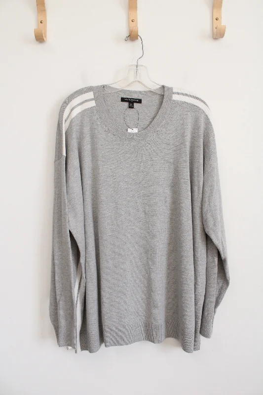 NEW Banana Republic Gray & White Striped Sweater | XXL Sequined Glittery Shiny