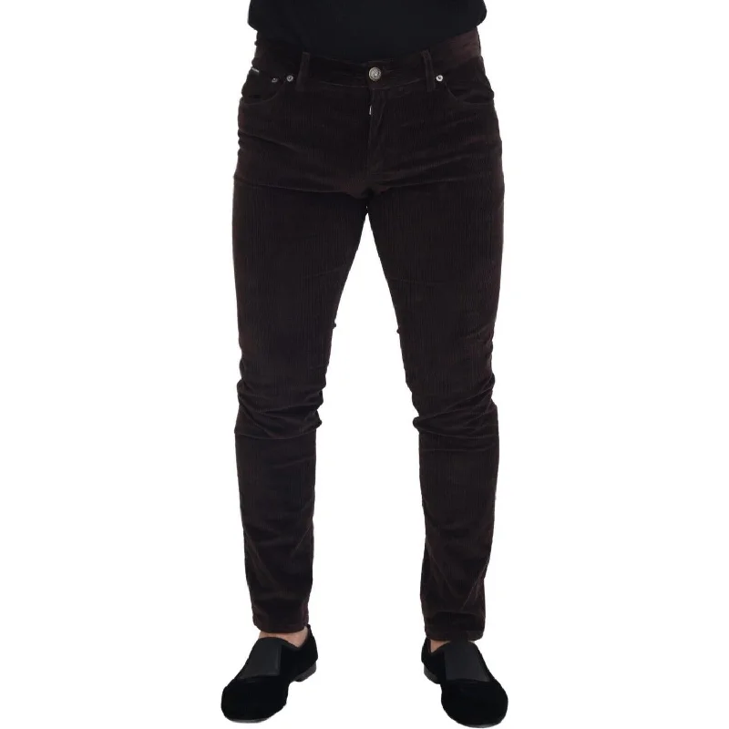 Dolce & Gabbana Elegant Brown Silk Blend Trousers Trousers Running Lightweight