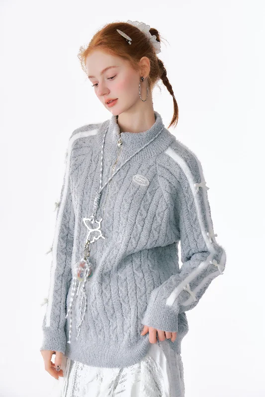 Sport Stripe Cable Knit Sweater Plaid Sweater Polka Dot Checkered