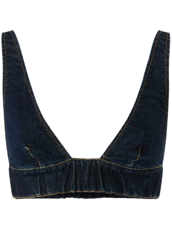 Bamako denim crop top Iron Safe Non-Iron Wrinkle Free