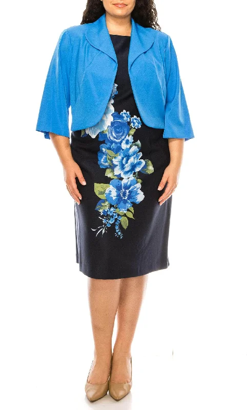 Maya Brooke 27491 - Floral Sheath Dress with Jacket Zippered Front Buttoned Front Snap Front Maya Brooke 27491 - Floral Sheath Dress with Jacket Zippered Front Buttoned Front Snap Front