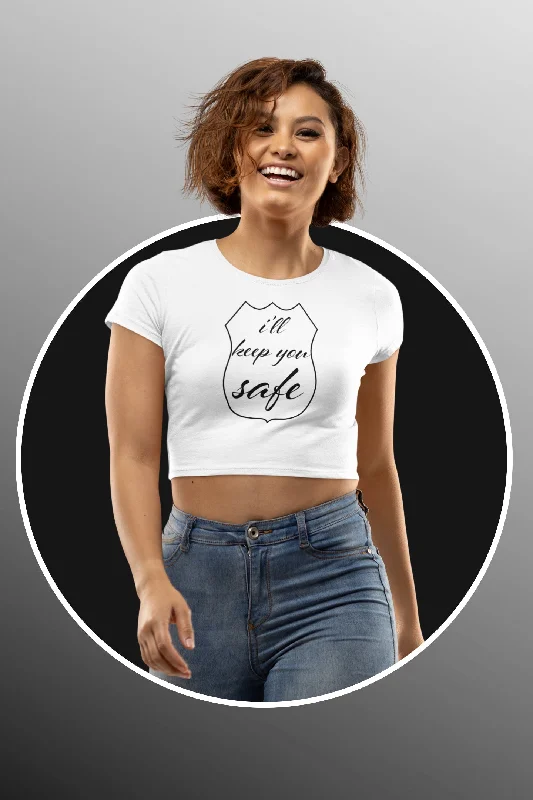 I'll Keep You Safe Crop Top For Women Black Print Fleece Fabric Down Fabric Feather Fabric I'll Keep You Safe Crop Top For Women Black Print Fleece Fabric Down Fabric Feather Fabric