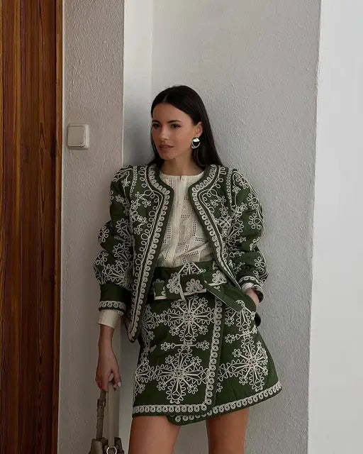 Green Skirt Sets