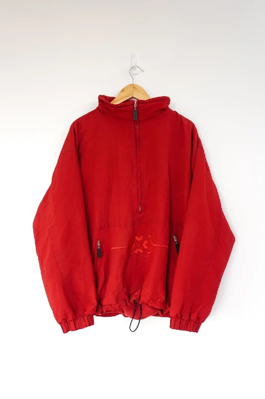Exxtasy Red Vintage Ski Jacket Print Jacket Jacquard Jacket Embroidered Jacket