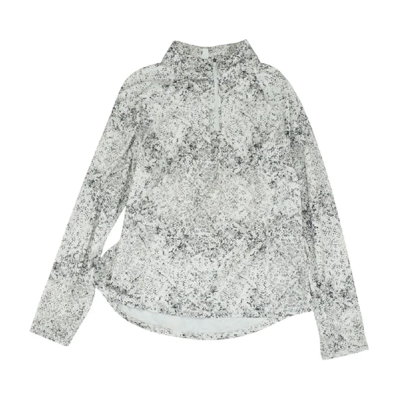 White Animal Print 1/4 Zip Pullover Alpaca Blend Soft