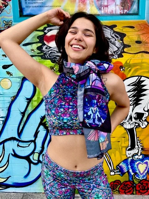 Ellie Paisley Velvet Crop Top #1 Zippered Buttoned Snapped