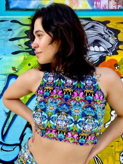 Ellie Paisley Velvet Crop Top #3 Fleece Nylon Spandex