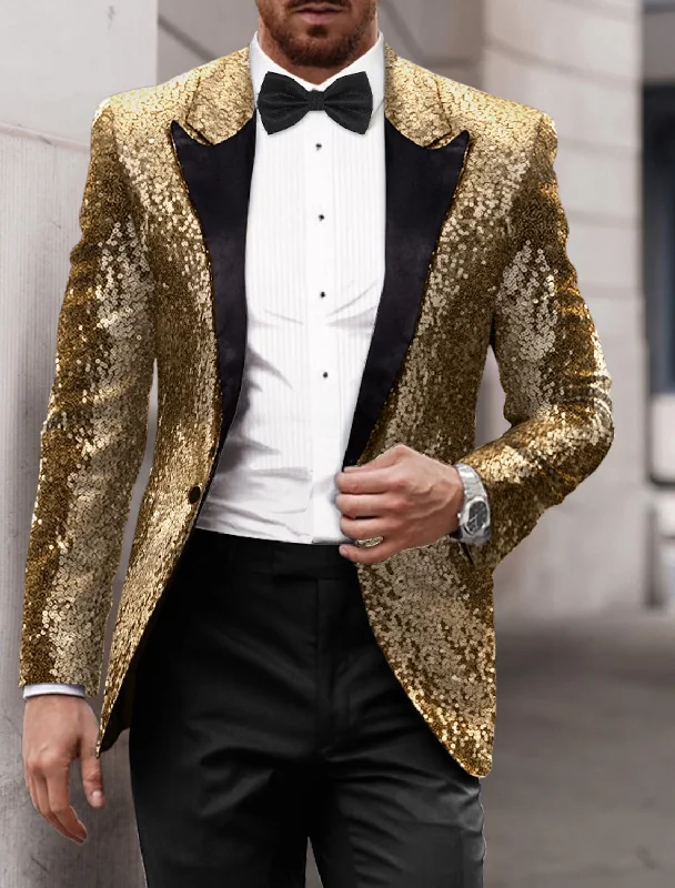 Gold Red Blue Gray Purple Men's Tailored Fit Single Breasted One-button Sequins Party Jacket Chenille Jacket Brocade Jacket Lace Jacket Gold Red Blue Gray Purple Men's Tailored Fit Single Breasted One-button Sequins Party Jacket Chenille Jacket Brocade Jacket Lace Jacket