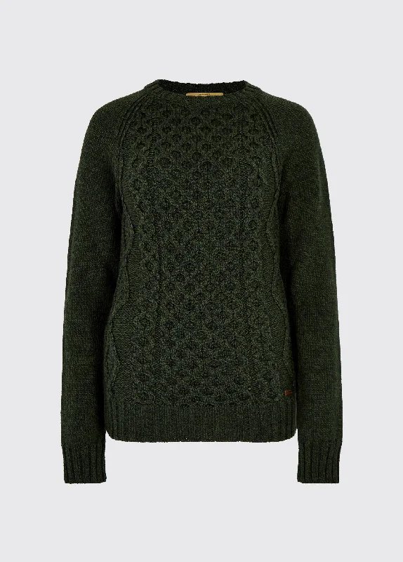 Shanley Women's Merino Sweater - Olive Ribbed Striped Patterned