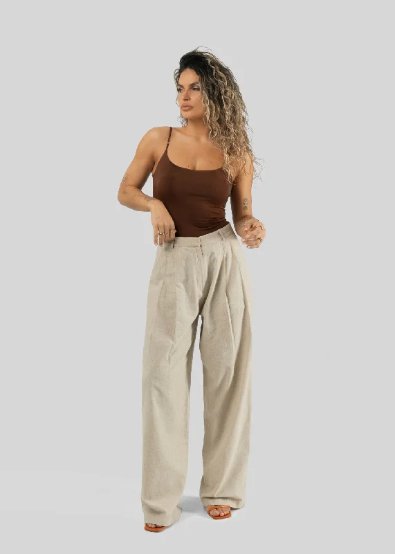 Chloe Linen Trousers Beige Trousers Occasion Special
