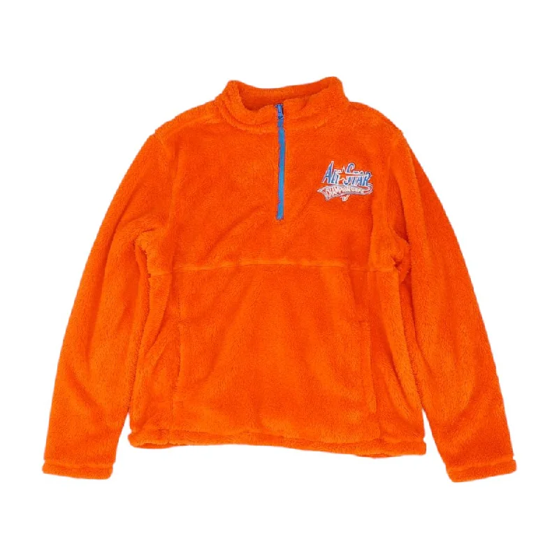 Red Solid 1/4 Zip Pullover Plunging Neck Pullover