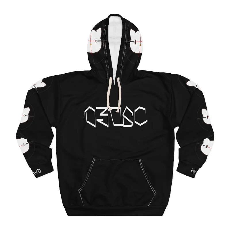 03osc Gir Pullover All Over Print Hoodie Black Lantern Sleeve Elegant