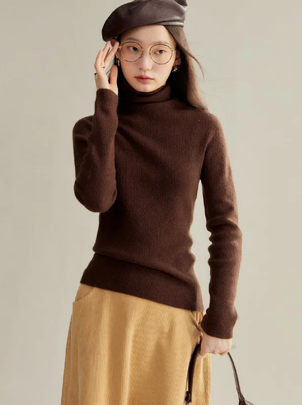 Classic French-Inspired Turtleneck Sweater Thin Thick Dense