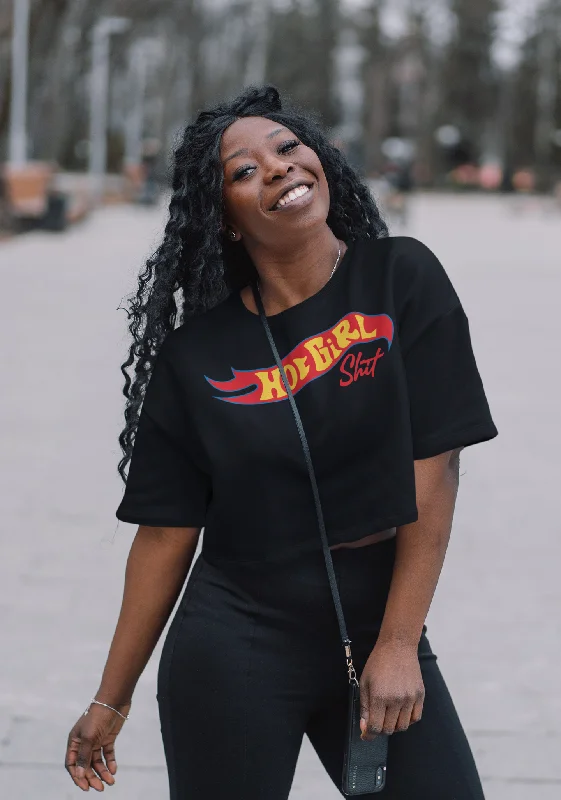 Hot Girl Shit Crop Top Tee Chenille Blend Fleece Blend Nylon Blend