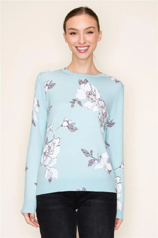Maven Floral Pullover Sweater Fine Merino Wool