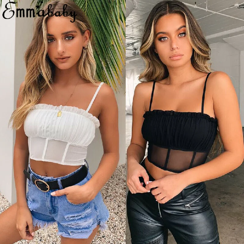 Ruffle Crop Top Fleece Nylon Spandex