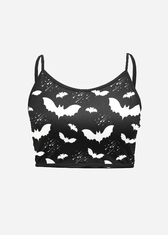 Bat Pattern Cami Crop Top Elegant Classic Vintage
