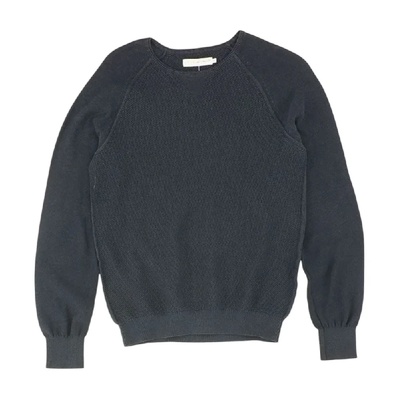 Navy Solid Pullover Sweater Shawl Collar Sweater