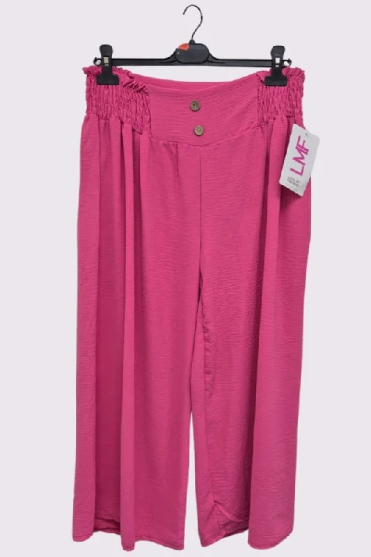 Plain Elasticated Waistband Wide Leg Trousers Trousers Recommended Stylist