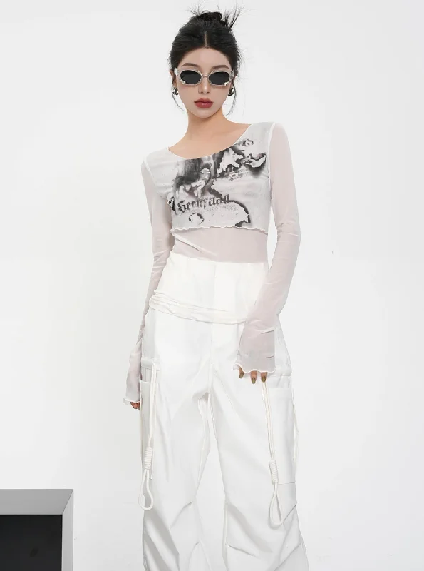 Floral Graphic Long Sleeve Crop Top - Romantic Print Fitted Tee Graphic Embroidered Appliqued Floral Graphic Long Sleeve Crop Top - Romantic Print Fitted Tee Graphic Embroidered Appliqued