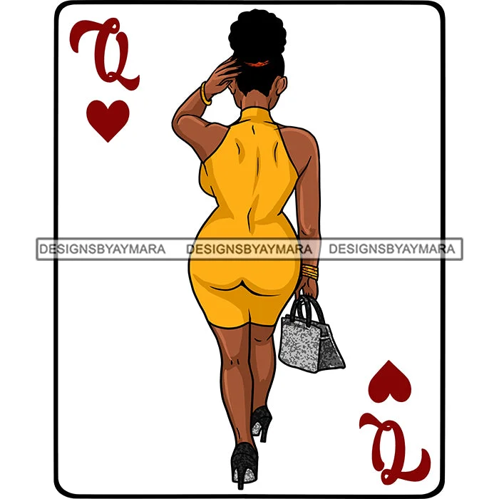 Queen Of Hearts Card Casino Poker Game Afro Woman Model Back View Heels Yellow Dress Bun Hairstyle SVG Cutting Files For Silhouette Cricut More Queen Of Hearts Card Casino Poker Game Afro Woman Model Back View Heels Yellow Dress Bun Hairstyle SVG Cutting Files For Silhouette Cricut More