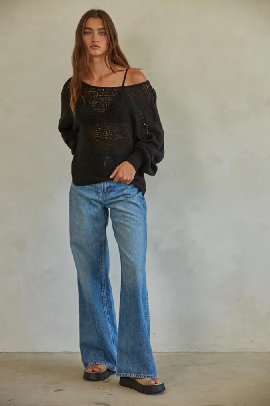 Laurel Canyon Pullover Black Surplice Neck Pullover