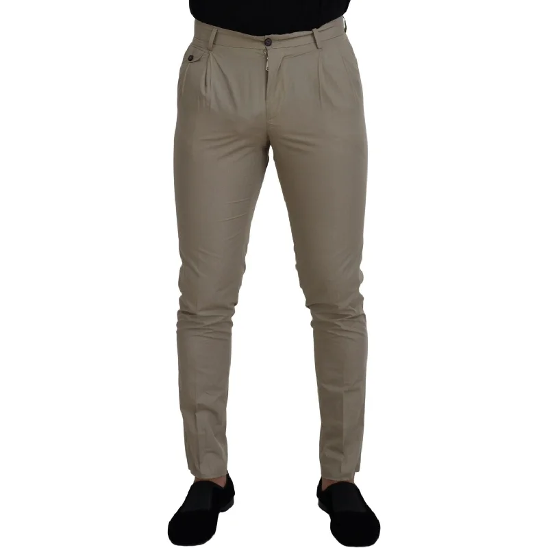 Dolce & Gabbana Stunning Beige Italian Cotton Trousers Trousers Print Floral