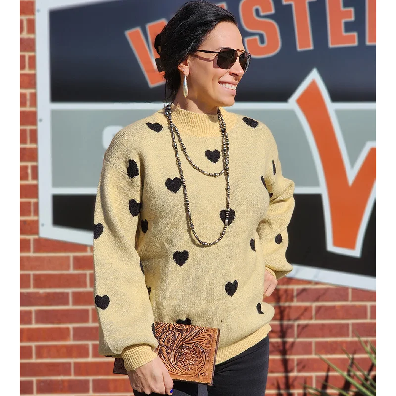 Miss Sparkling Women's Heart Sweater Terry Terry Cloth Terry Knit