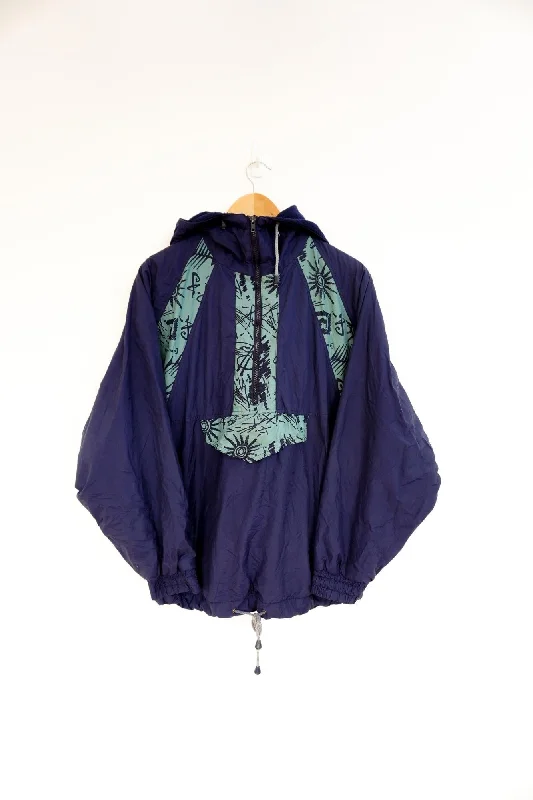 Hooded Navy Vintage Ski Jacket Oversized Jacket Tailored Jacket Straight Jacket