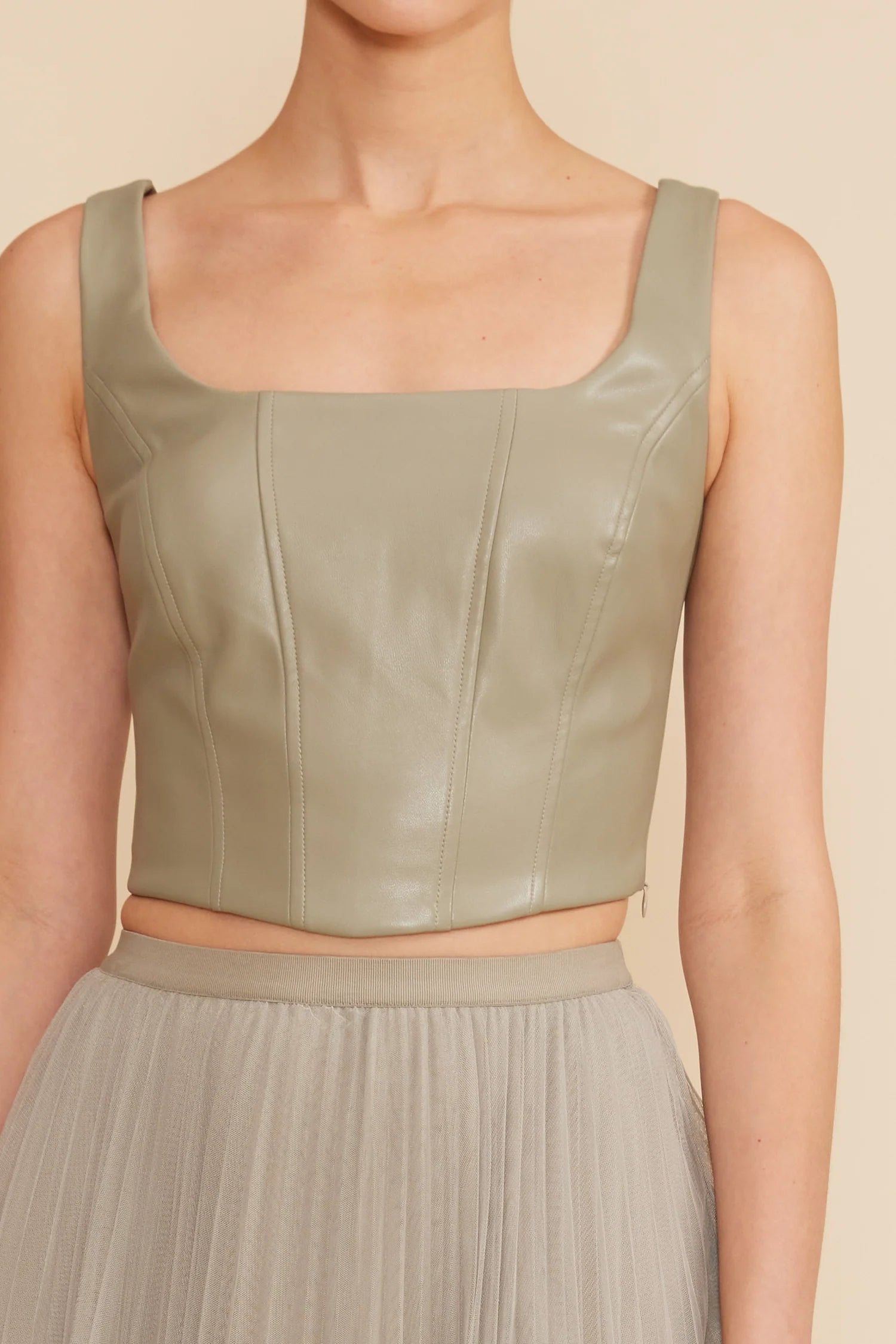 Val Crop Top- Sage Layered Multi-layer Single Layer