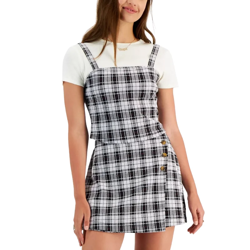 SELFIE - Plaid side zipper crop top Thin Crop Top Open Front Quick Dry