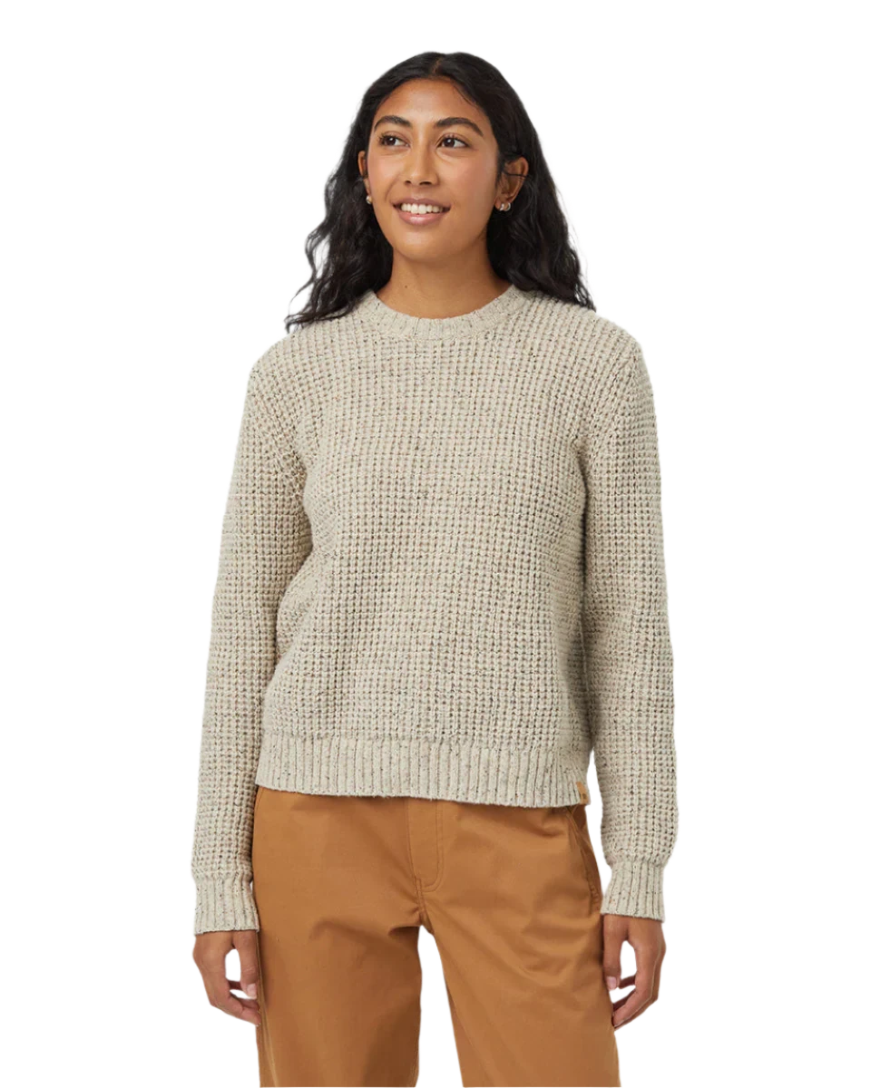TENTREE Women's Highline Nep Crew Sweater Pale Oak Heather Nep Silk Blend Satin Velvet TENTREE Women's Highline Nep Crew Sweater Pale Oak Heather Nep Silk Blend Satin Velvet
